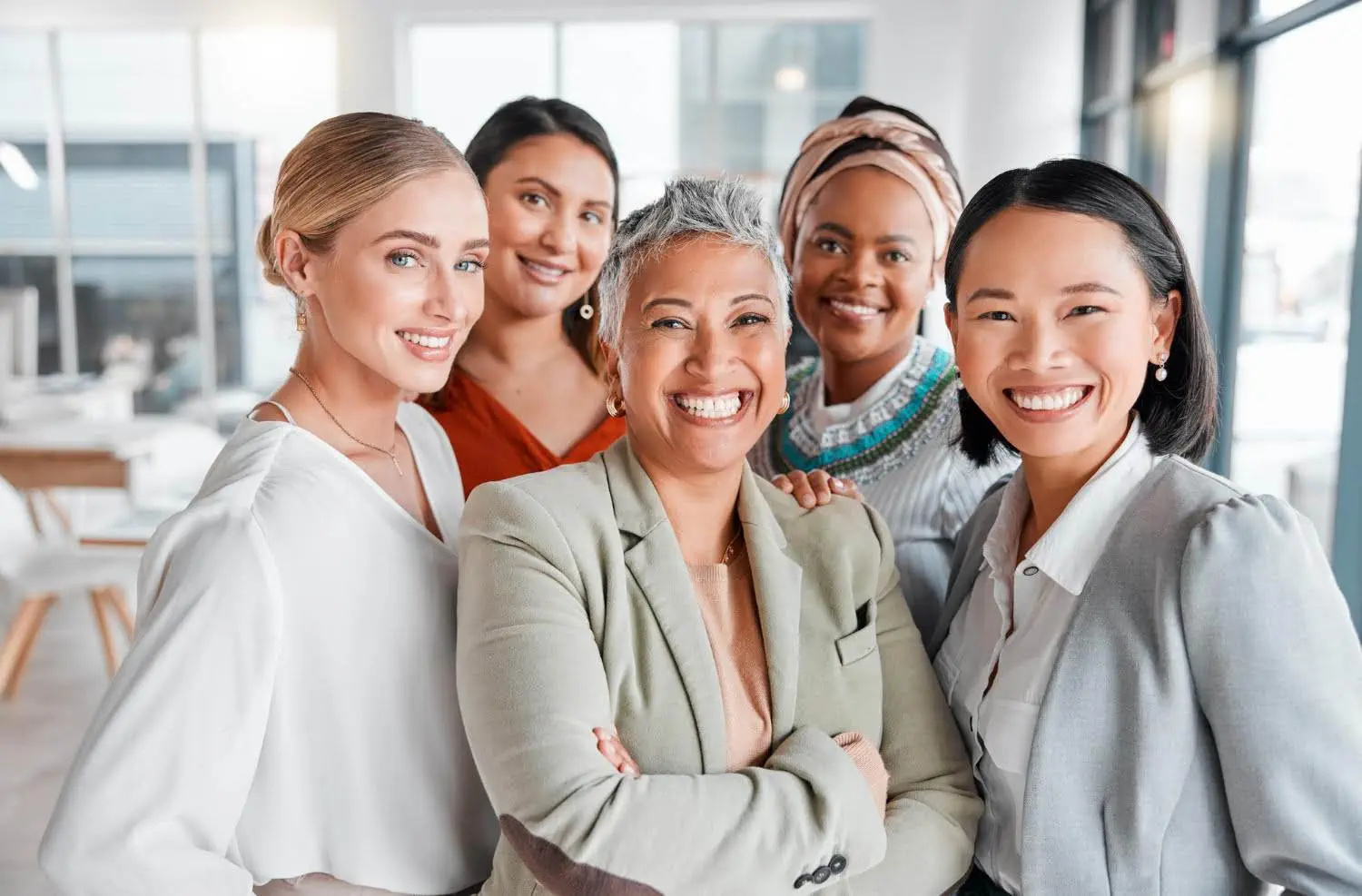 diversity portrait selfie business women teamwork global success group empowerment office leadership social media career asian black woman senior people staff profile picture